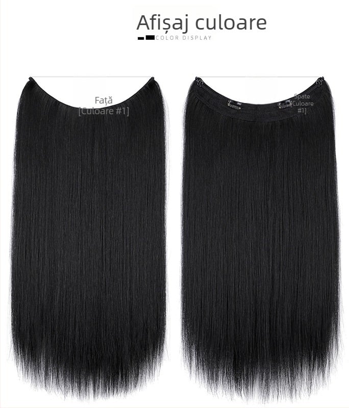 Perucă pentru femei cu păr drept, fibră rezistentă la temperaturi, model cu bandă din plasă, poate fi vopsită