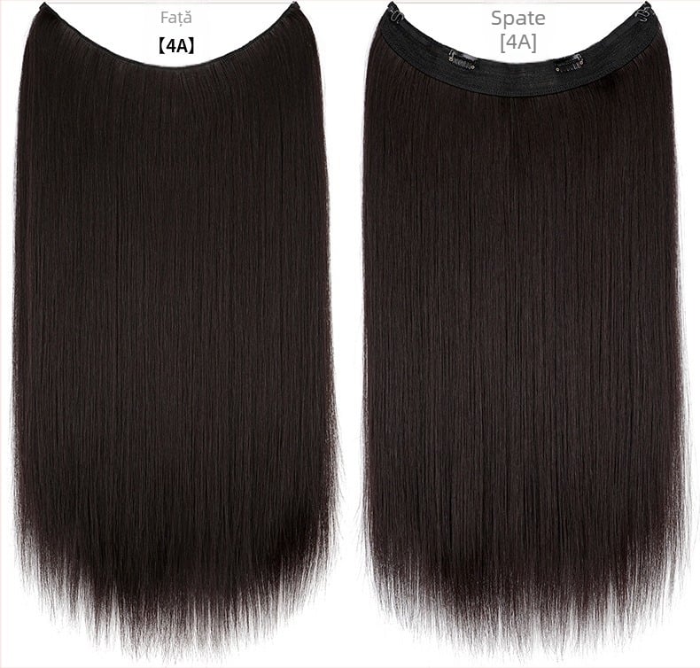 Perucă pentru femei cu păr drept, fibră rezistentă la temperaturi, model cu bandă din plasă, poate fi vopsită