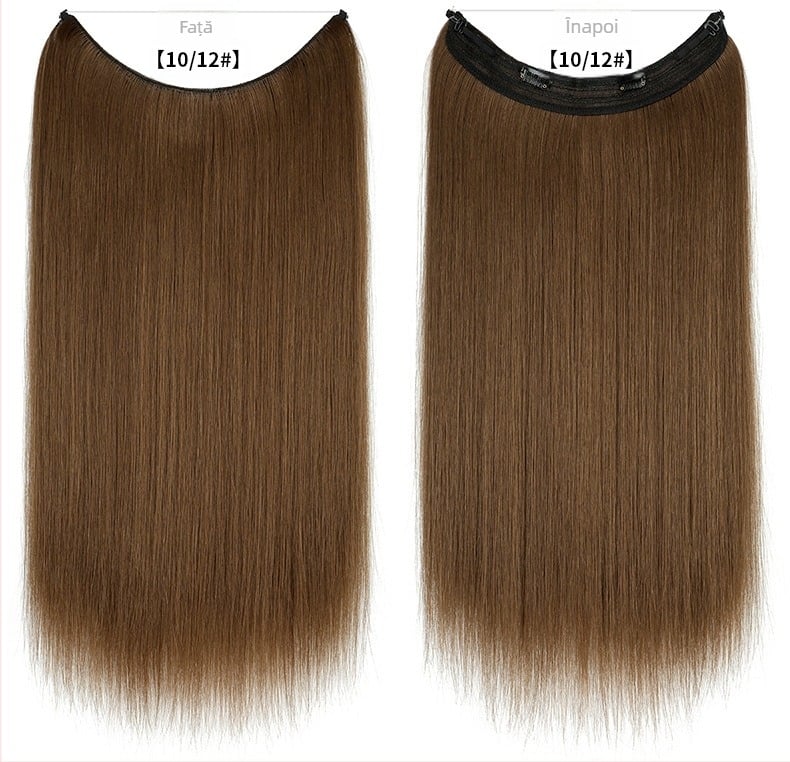 Perucă pentru femei cu păr drept, fibră rezistentă la temperaturi, model cu bandă din plasă, poate fi vopsită