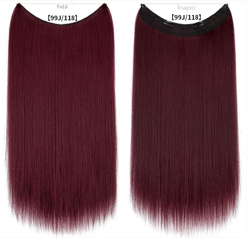 Perucă pentru femei cu păr drept, fibră rezistentă la temperaturi, model cu bandă din plasă, poate fi vopsită