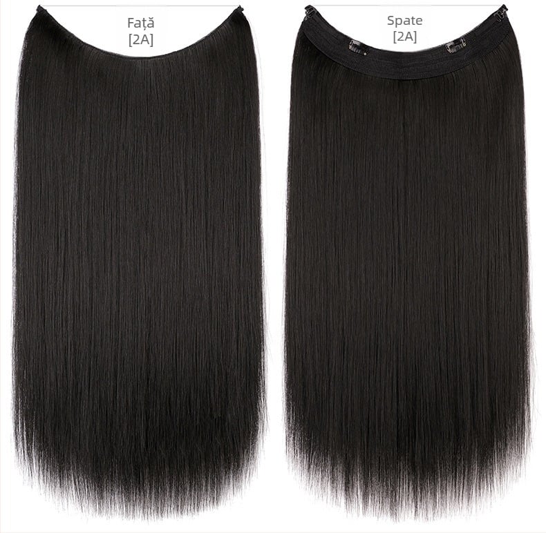 Perucă pentru femei cu păr drept, fibră rezistentă la temperaturi, model cu bandă din plasă, poate fi vopsită