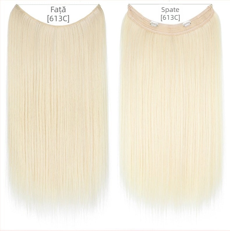 Perucă pentru femei cu păr drept, fibră rezistentă la temperaturi, model cu bandă din plasă, poate fi vopsită