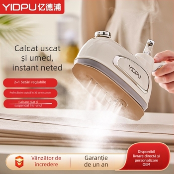 Yidepu aparat de călcat cu aburi portabil, 1000W, AC 111–240V, rezervor 0.9–1.3 L, reglaj temperatură la nivelul doi