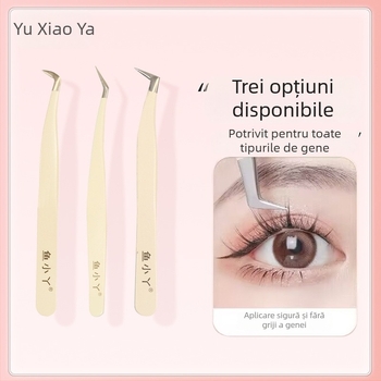 Clește pentru gene Yuxiaoya, cu tehnică de transplant lent și clips cu pene, oțel inoxidabil, instrumente pentru începători, origine Guangzhou