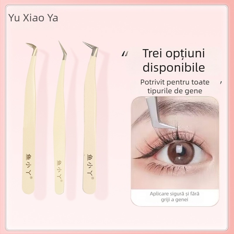 Clește pentru gene Yuxiaoya, cu tehnică de transplant lent și clips cu pene, oțel inoxidabil, instrumente pentru începători, origine Guangzhou