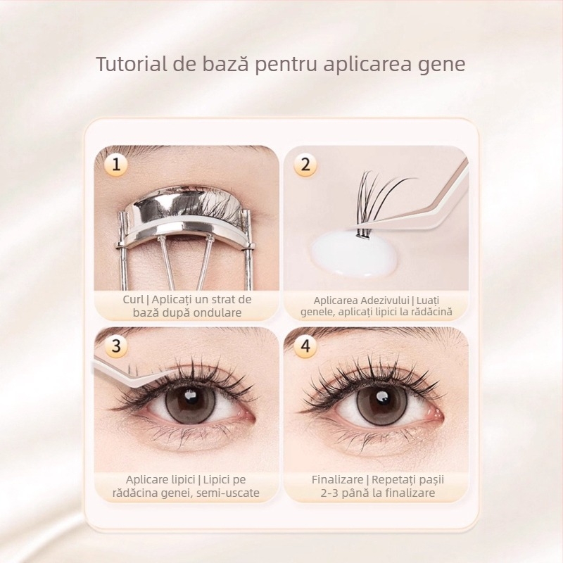 Sandi yipin pensete pentru gene false, formă 7, clip cu pene, oțel inoxidabil