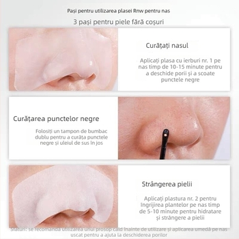 Patch nazal Ruwei pentru îndepărtarea punctelor negre – formulă hidratantă dublă, pachet de 5 plăcuțe, potrivit pentru toate tipurile de ten, valabilitate 3 ani
