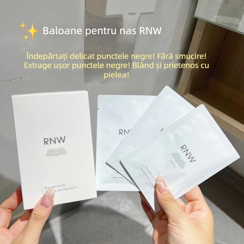 Patch nazal Ruwei pentru îndepărtarea punctelor negre – formulă hidratantă dublă, pachet de 5 plăcuțe, potrivit pentru toate tipurile de ten, valabilitate 3 ani