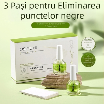 Set de trei piese Ousiyun cu extract de bambus pentru îndepărtarea punctelor negre – exfoliere, micșorarea porilor, hidratare și iluminare a tenului