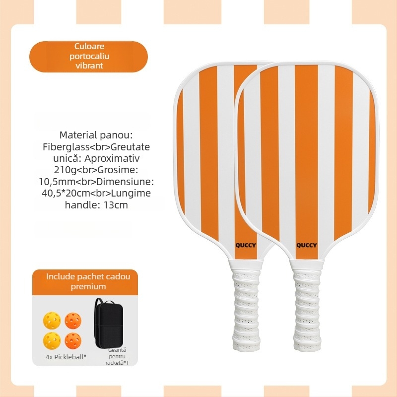 Set de rachete pickleball - fibră de carbon, marca Neli, 210 g pe rachetă; include 2 rachete, 4 mingi și un rucsac, greutate totală 540 g