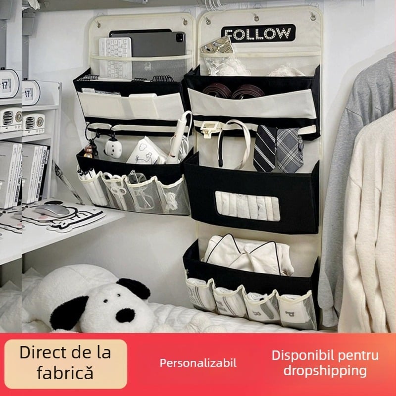 Sac de depozitare pentru perete – din pânză Oxford, modelul 4063, organizator multifuncțional pentru lenjerie, șosete, cosmetică și cărți