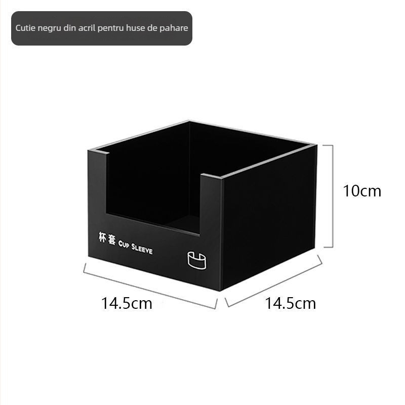 Cutie de depozitare pentru paie și șervețele, plastic, suprafață netedă, formă pătrată, stil modern minimalist