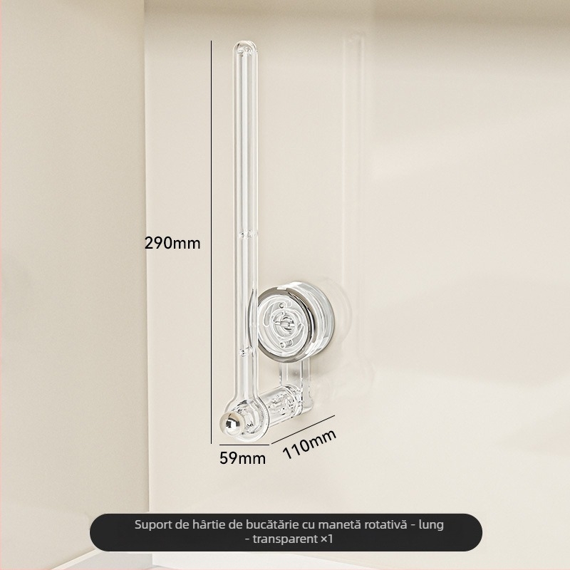 Suport pentru hârtie de bucătărie cu prindere prin aspirație – plastic, pentru role de hârtie, multifuncțional, stil Light Luxury
