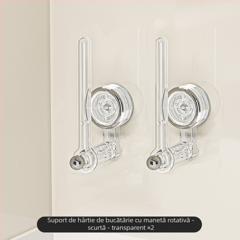 Suport pentru hârtie de bucătărie cu prindere prin aspirație – plastic, pentru role de hârtie, multifuncțional, stil Light Luxury