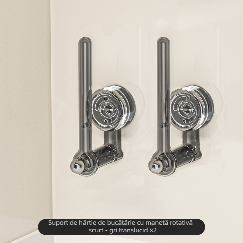 Suport pentru hârtie de bucătărie cu prindere prin aspirație – plastic, pentru role de hârtie, multifuncțional, stil Light Luxury