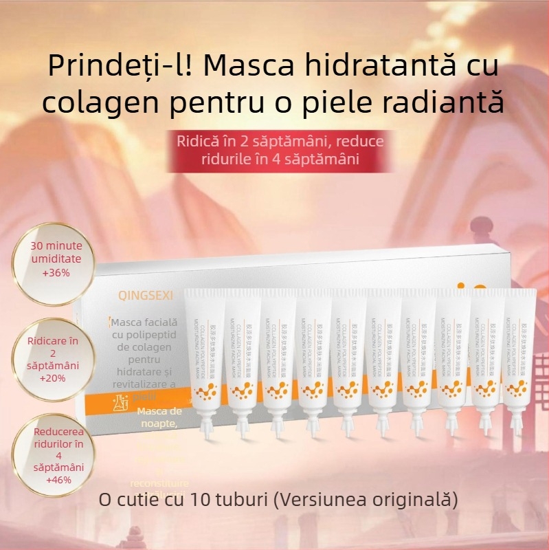 Mască facială cu peptide de colagen, hidratantă, mască de noapte cu efect de lifting, fără clătire, 50 ml