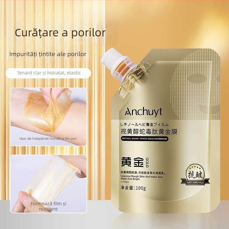 Mască peel-off cremă-gel cu retinol, peptide de venin de șarpe și film de aur – lifting, fermitate, anti-îmbătrânire, hidratantă (100 ml)