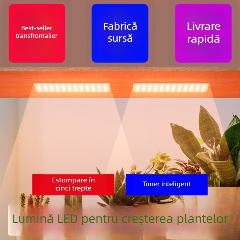Lumină LED pentru creștere în interior cu 288 LED, intrare 5V, protecție IP42, control cu buton, durată de viață 50.000 h