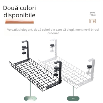 Organizator de cabluri sub birou, oțel, stil simplu și modern, stocare pe birou (Material: oțel; Stil: simplu și modern; Lansare: Vara 2013; Spațiu de depozitare: birou; Brand: Three cats)