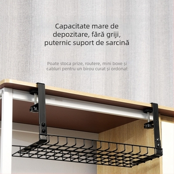 Organizator de cabluri sub birou, oțel, stil simplu și modern, stocare pe birou (Material: oțel; Stil: simplu și modern; Lansare: Vara 2013; Spațiu de depozitare: birou; Brand: Three cats)