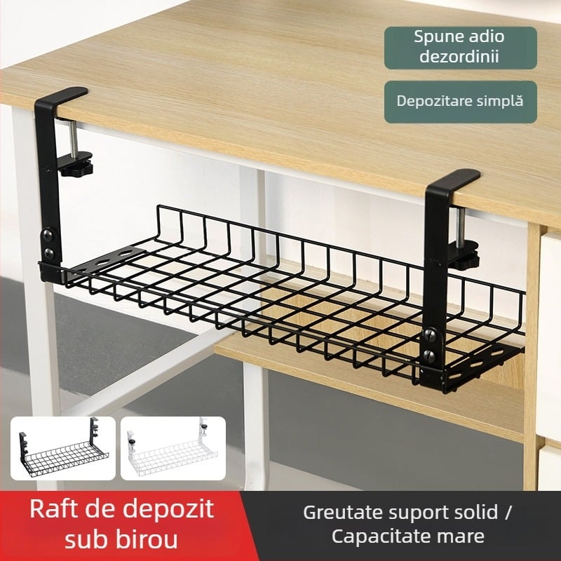 Organizator de cabluri sub birou, oțel, stil simplu și modern, stocare pe birou (Material: oțel; Stil: simplu și modern; Lansare: Vara 2013; Spațiu de depozitare: birou; Brand: Three cats)