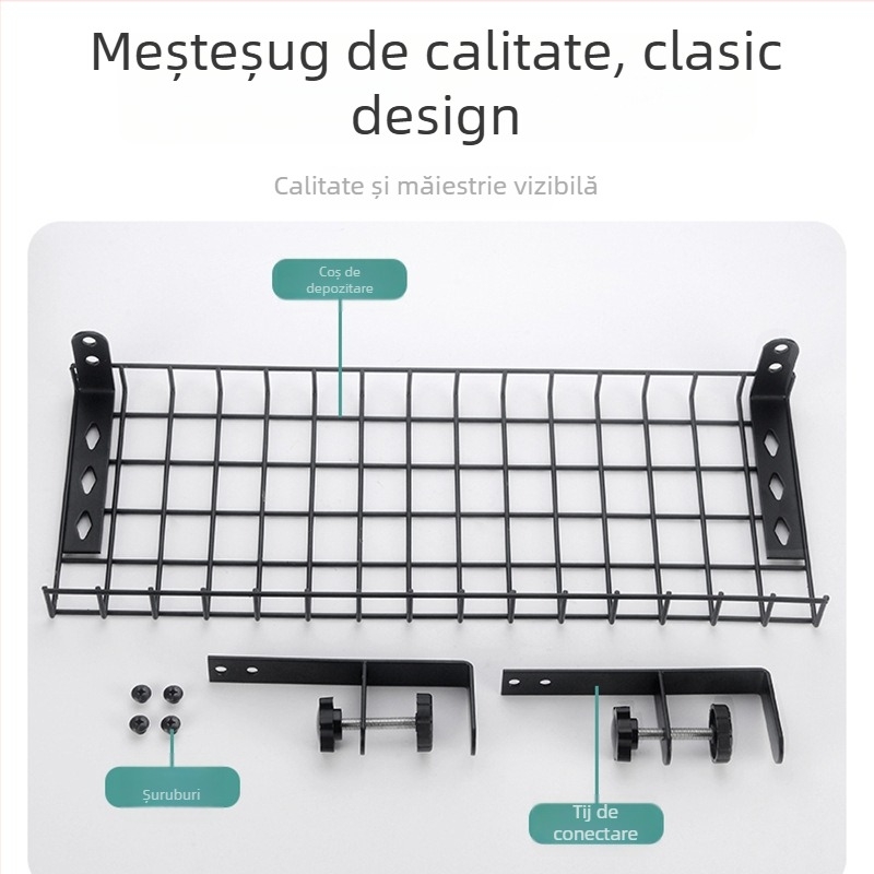 Organizator de cabluri sub birou, oțel, stil simplu și modern, stocare pe birou (Material: oțel; Stil: simplu și modern; Lansare: Vara 2013; Spațiu de depozitare: birou; Brand: Three cats)