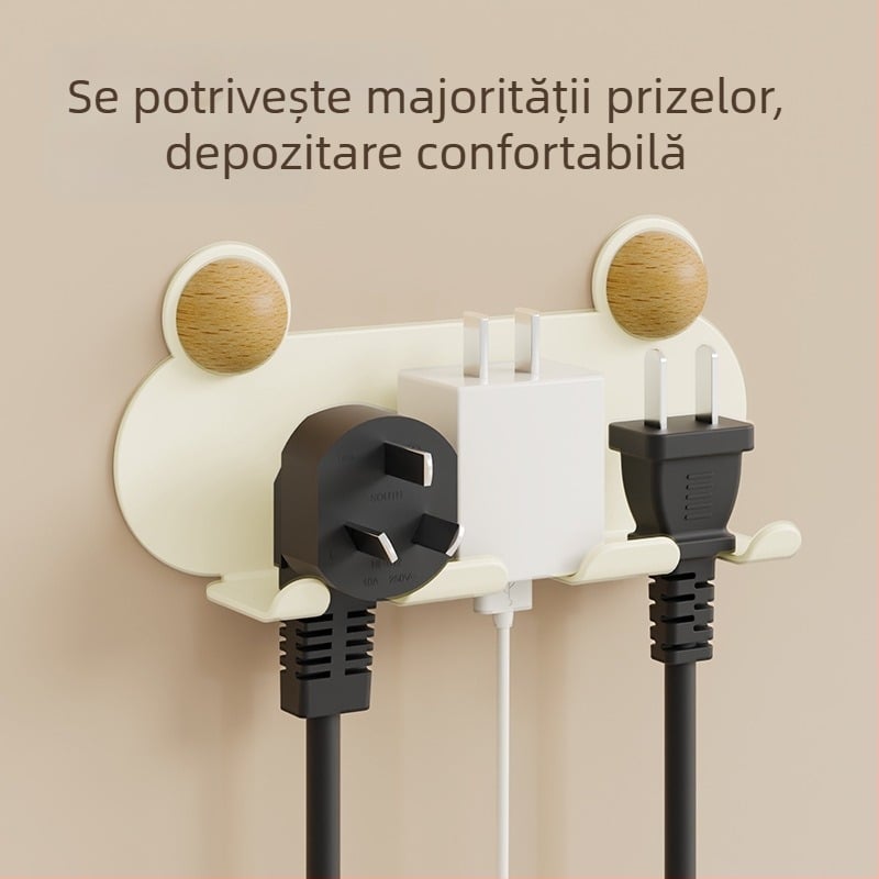 Organizator metalic pentru cabluri, montat pe perete, fără găuri, cu un singur cârlig, pentru cabluri de bucătărie