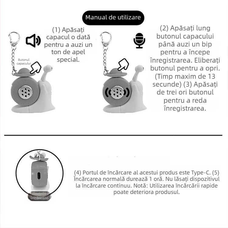 Breloc din plastic cu buton vocal și păpușă înregistratoare – stil desen animat, jucărie relaxantă