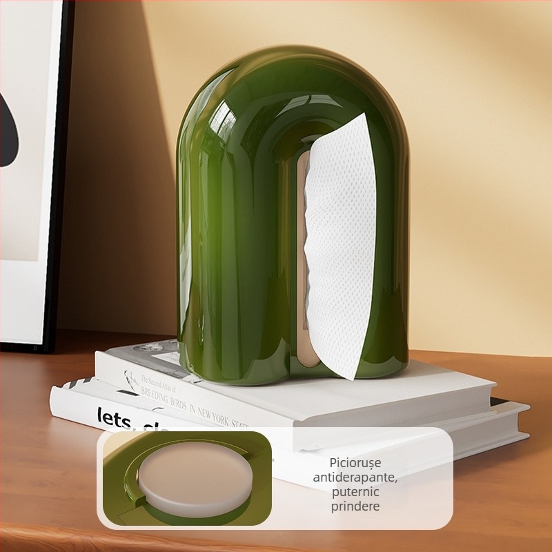 Cutie de șervețele Travertine – PET+magnet, design modern minimalist, suport multifuncțional pentru șervețele pentru living, mașină și baie (compatibil cu șervețele detașabile)