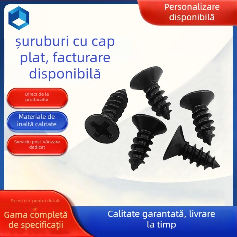 Șuruburi autofiletante, cap încastrat, șurub cu știft cruciform, nichelate, oțel carbon clasa 4.8