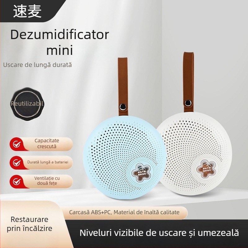 Mini dezumidificator pentru garderobă, pentru spații până la 10 m², rezervor 1 L, dezumidificare 1 L/h