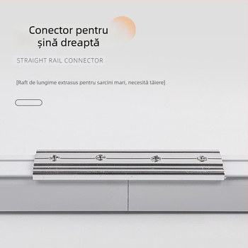 Șină de draperii robustă, silențioasă, cu dublă șină, montaj superior și lateral, șină dreaptă