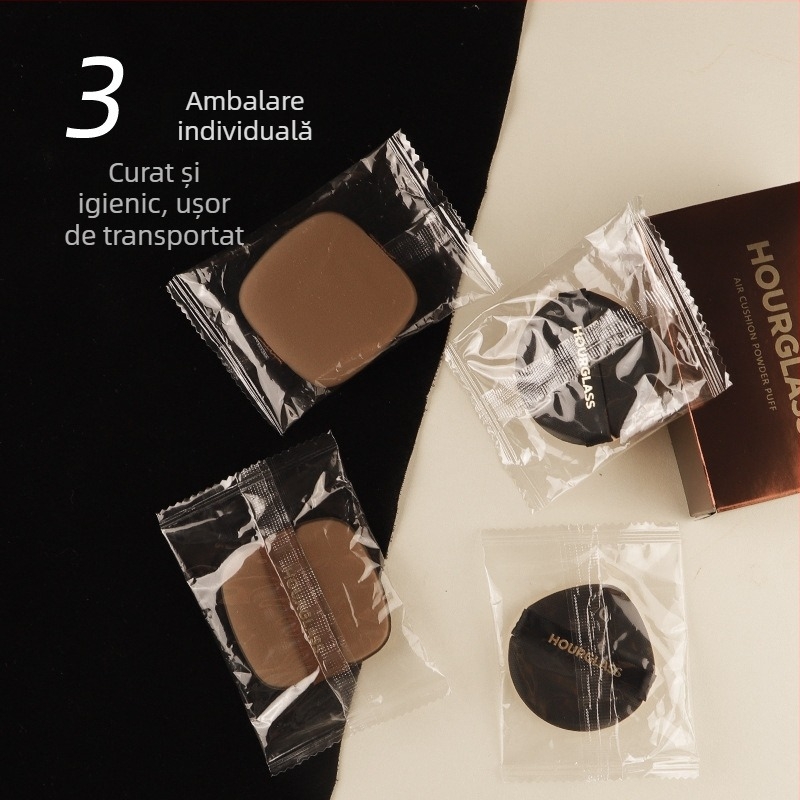 Puf pudră pentru fond de ten și BB cream – utilizare umedă și uscată, material burete, set 4 bucăți, origine: China