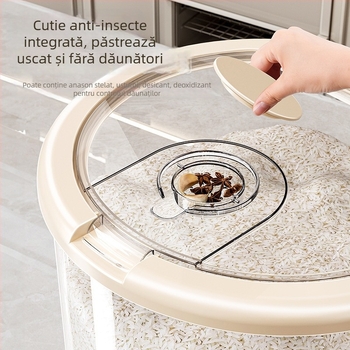 Cutie de depozitare a orezului — sigilată, rezistentă la umezeală și insecte, plastic PP alimentar.