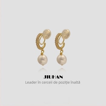 Cercei clip-on cu perle de apă dulce, stil francez, design geometric, placare electrolitică, stil natural