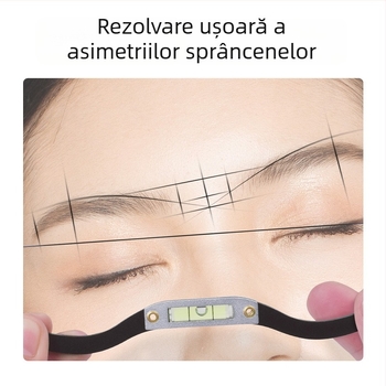 Instrument de design pentru sprânjene cu nivel și riglă de simetrie pentru micropigmentare semipermanentă - Brand: marcă internă; Utilizare universală; Fără mărci private.