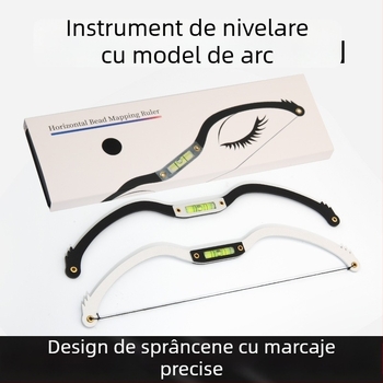 Instrument de design pentru sprânjene cu nivel și riglă de simetrie pentru micropigmentare semipermanentă - Brand: marcă internă; Utilizare universală; Fără mărci private.
