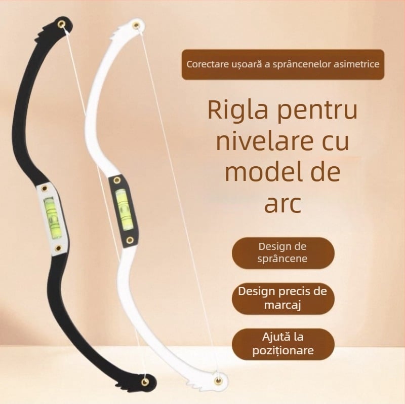 Instrument de design pentru sprânjene cu nivel și riglă de simetrie pentru micropigmentare semipermanentă - Brand: marcă internă; Utilizare universală; Fără mărci private.