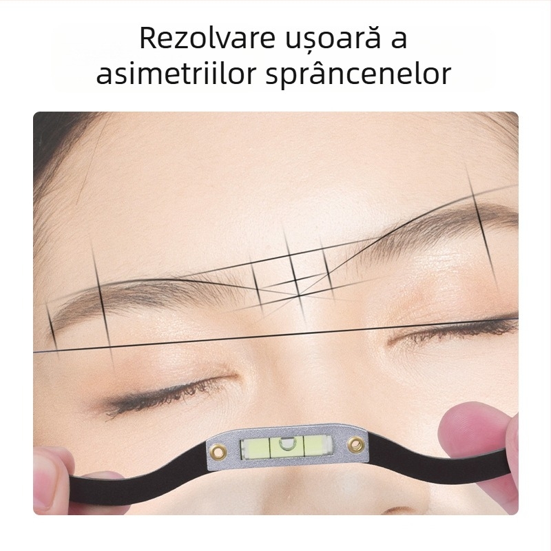 Instrument de design pentru sprânjene cu nivel și riglă de simetrie pentru micropigmentare semipermanentă - Brand: marcă internă; Utilizare universală; Fără mărci private.