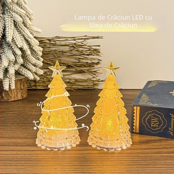 Ornamente — Mini brad cristal de Crăciun, veioză de noapte pentru decorul de Crăciun, plastic, brand Nothing