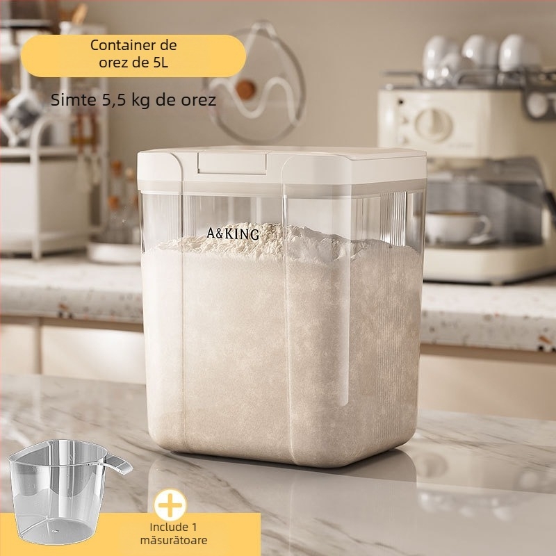Cutie de depozitare pentru orez – sigilată, rezistentă la umezeală și insecte; ABS+PET; capacitate 10 L; brand A&KING