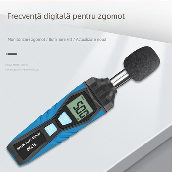 Măsurător digital de zgomot portabil, interval 30–150 dB, precizie ±2.0 dB, rezoluție 0.1 dB, temperatură de funcționare 0–40°C