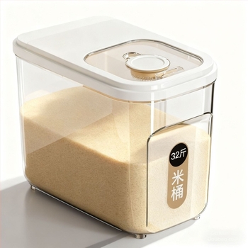 Container de depozitare a orezului – sigilat, rezistent la umiditate și insecte; plastic transparent, capacitate 10 L