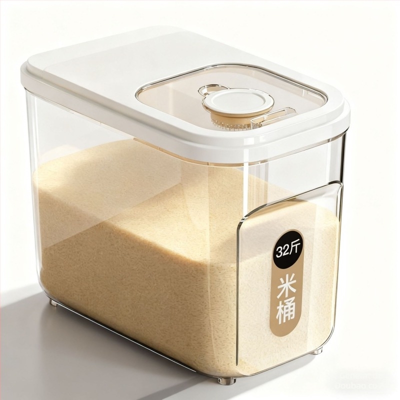 Container de depozitare a orezului – sigilat, rezistent la umiditate și insecte; plastic transparent, capacitate 10 L