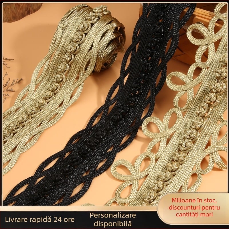 Bandă dantelată lucrată manual, cu sârmă de aur și argint, pentru lenjerie, haine pentru femei, lenjerie de pat, rochii de mireasă, haine pentru copii și accesorii