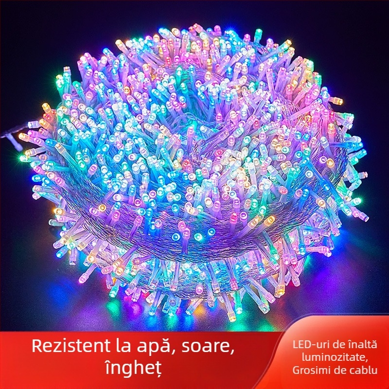 Lumini LED în șir pentru Crăciun, exterior, IP65, reglare intensitate, 220V