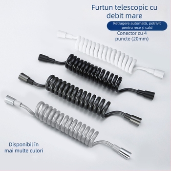 Pistol de duș pentru toaletă cu furtun PU, montare spirală, design telescopic, stil modern minimalist