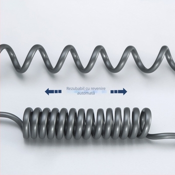 Pistol de duș pentru toaletă cu furtun PU, montare spirală, design telescopic, stil modern minimalist