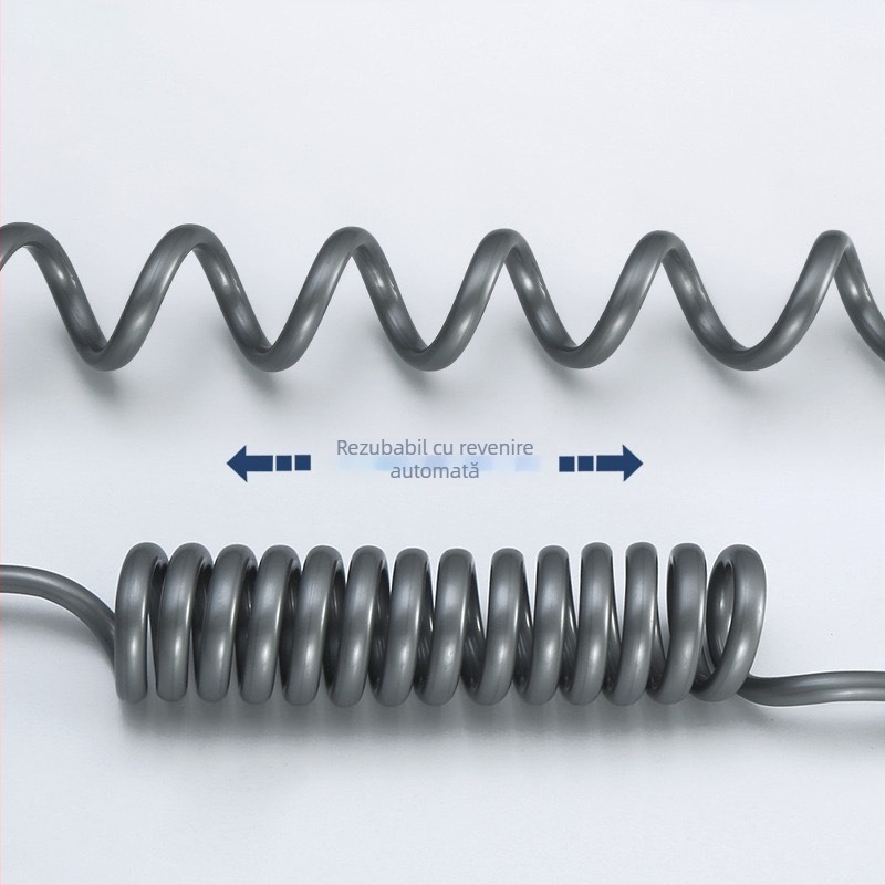 Pistol de duș pentru toaletă cu furtun PU, montare spirală, design telescopic, stil modern minimalist