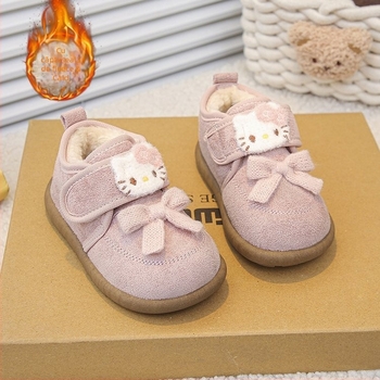 Pantofi de iarnă pentru copii cu căptușeală fleece, talpă din cauciuc, design gros, unisex, pentru copii 4–16 ani